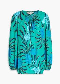 Diane von Furstenberg - Freddie floral-print crepe de chine blouse - Green - US 0