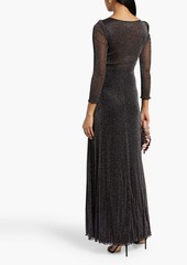 Diane von Furstenberg - Gael pleated metallic mesh maxi dress - Black - US 0