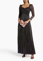 Diane von Furstenberg - Gael pleated metallic mesh maxi dress - Black - US 2