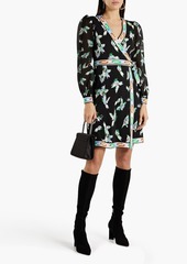 Diane von Furstenberg - Gala printed jersey mini wrap dress - Green - XXS