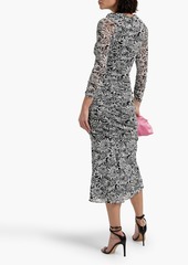 Diane von Furstenberg - Ganesa wrap-effect floral-print stretch-mesh midi dress - Black - S