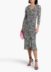 Diane von Furstenberg - Ganesa wrap-effect floral-print stretch-mesh midi dress - Black - M