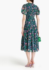 Diane von Furstenberg - Blossom gathered floral-print chiffon midi dress - Blue - US 0