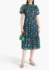 Diane von Furstenberg - Blossom gathered floral-print chiffon midi dress - Blue - US 4