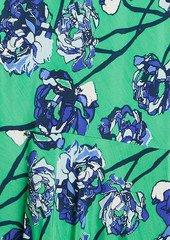 Diane von Furstenberg - Tati gathered floral-print satin midi dress - Green - US 0