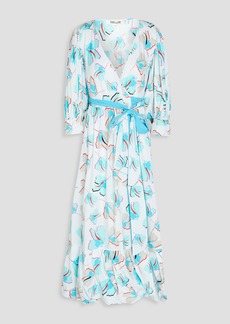 Diane von Furstenberg - Roxanna printed cotton-blend poplin midi wrap dress - Blue - US 0