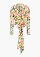 Diane von Furstenberg - Georgette-paneled floral-print silk crepe de chine wrap top - Yellow - US 2