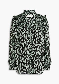 Diane von Furstenberg - Gian Carlo shirred leopard-print georgette blouse - Green - US 2