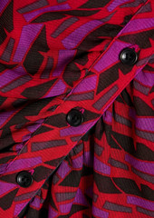 Diane von Furstenberg - Gladys reversible ruched printed stretch-mesh blouse - Purple - XL