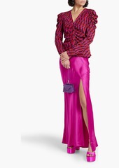 Diane von Furstenberg - Gladys reversible ruched printed stretch-mesh blouse - Purple - XL