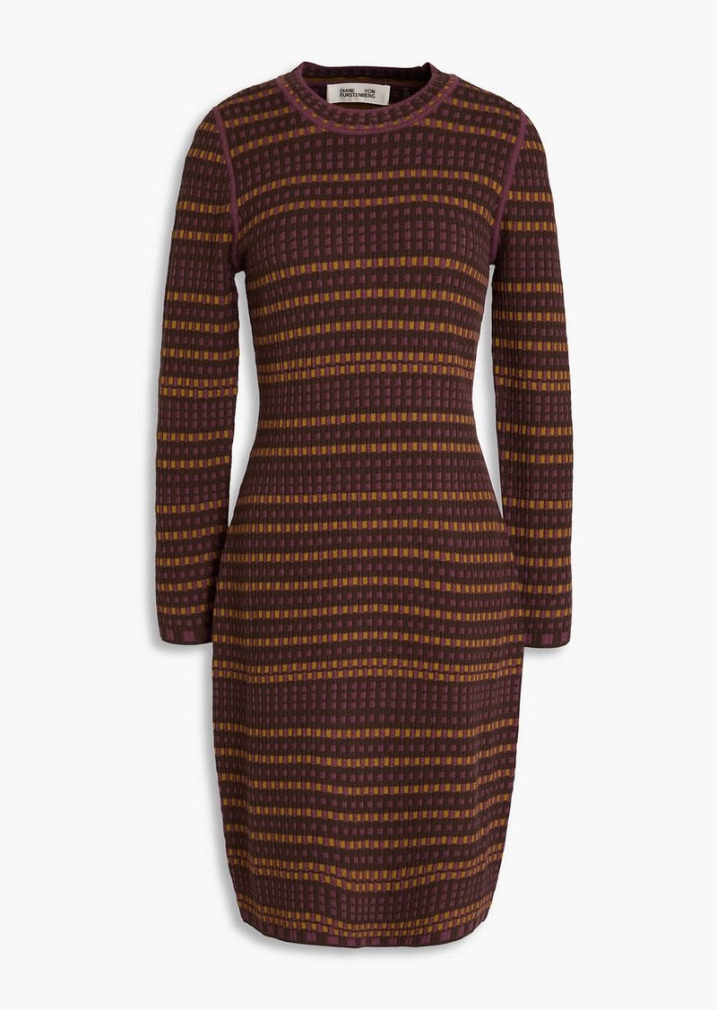 Diane von Furstenberg - Harry checked jacquard-knit mini dress - Brown - XXS