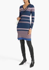 Diane von Furstenberg - Harry striped jacquard-knit mini dress - Blue - L