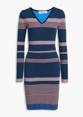 Diane von Furstenberg - Harry striped jacquard-knit mini dress - Blue - L