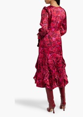Diane von Furstenberg - Iva ruffled printed devoré-chiffon midi dress - Pink - US 00