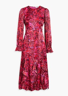 Diane von Furstenberg - Iva ruffled printed devoré-chiffon midi dress - Pink - US 00