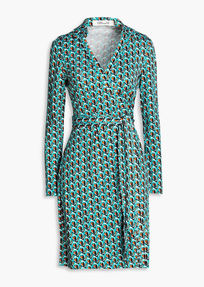Diane von Furstenberg - Jeanne printed silk-jersey wrap dress - Blue - L