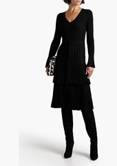Diane von Furstenberg - Jersey-paneled tiered ribbed wool-blend dress - Black - S