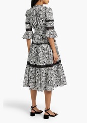 Diane von Furstenberg - Julia belted floral-print cotton-blend poplin midi dress - Black - XXS