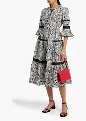 Diane von Furstenberg - Julia belted floral-print cotton-blend poplin midi dress - Black - XXS