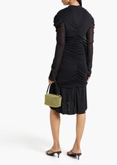 Diane von Furstenberg - Karli ruched printed stretch-mesh mini dress - Black - L