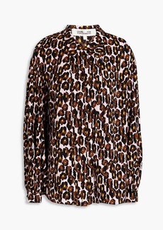 Diane von Furstenberg - Keeva pleated leopard-print crepe de chine shirt - Animal print - XS