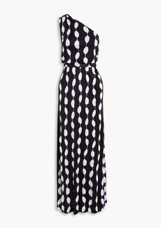 Diane von Furstenberg - Kiera one-shoulder printed jersey maxi dress - Black - US 0