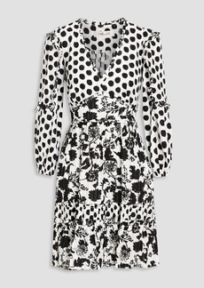 Diane von Furstenberg - Kourtney ruffle-trimmed printed cotton-jacquard mini dress - Black - US 8