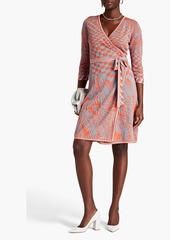 Diane von Furstenberg - Lainey metallic jacquard-knit wrap dress - Orange - XXS