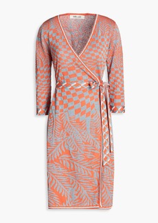 Diane von Furstenberg - Lainey metallic jacquard-knit wrap dress - Orange - XXS