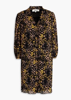 Diane von Furstenberg - Layla shirred printed plissé-georgette mini dress - Black - XS