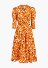 Diane von Furstenberg - Leylani ruffled printed cotton-poplin midi dress - Orange - US 00