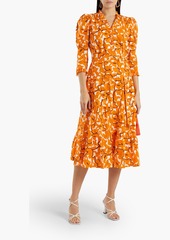 Diane von Furstenberg - Leylani ruffled printed cotton-poplin midi dress - Orange - US 00