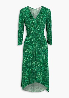 Diane von Furstenberg - Lilac ruched printed jersey midi dress - Green - XXS