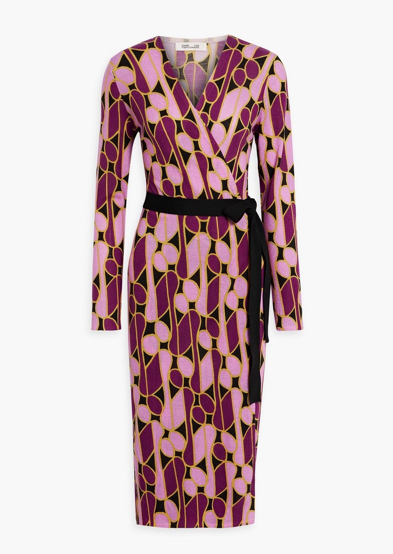 Diane von Furstenberg - Luella belted printed wool midi wrap dress - Pink - XXS