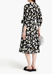 Diane von Furstenberg - Luna floral-print cotton-jacquard midi shirt dress - Black - XL