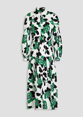 Diane von Furstenberg - Lux floral-print stretch-cotton poplin midi shirt dress - Green - M