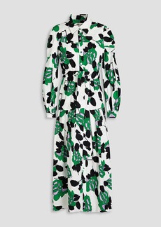 Diane von Furstenberg - Lux floral-print stretch-cotton poplin midi shirt dress - Green - XL