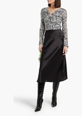 Diane von Furstenberg - Lyric floral-print stretch-mesh bodysuit - Black - XXS