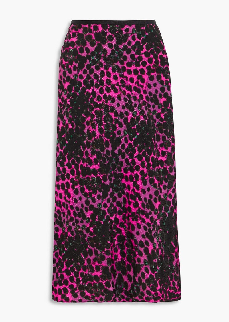 Diane von Furstenberg - Mae printed satin-jacquard midi skirt - Purple - XXS