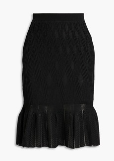 Diane von Furstenberg - Magnolia fluted pointelle-knit skirt - Black - L