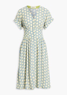 Diane von Furstenberg - Marge shirred printed crepe midi dress - Blue - US 00