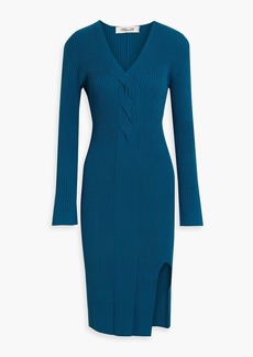 Diane von Furstenberg - Megan twisted ribbed-knit dress - Blue - S