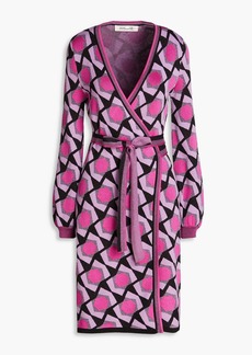 Diane von Furstenberg - Alexio metallic jacquard-knit wrap dress - Purple - XS