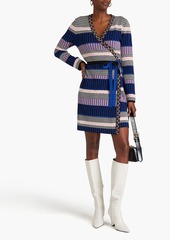 Diane von Furstenberg - Metlia belted jacquard-knit mini wrap dress - Blue - XXS