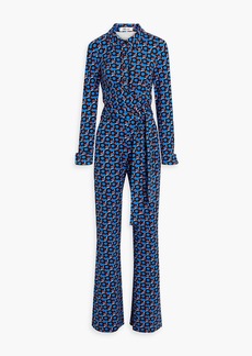 Diane von Furstenberg - Michelle printed stretch-jersey wide-leg jumpsuit - Blue - XXS