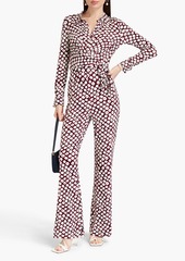 Diane von Furstenberg - Michelle wrap-effect printed jersey jumpsuit - Burgundy - XXS