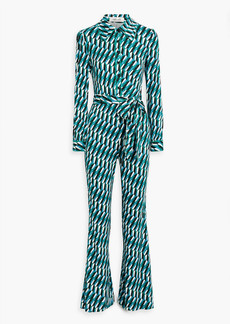 Diane von Furstenberg - Milly belted printed stretch-jersey jumpsuit - Blue - US 4