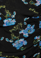Diane von Furstenberg - Missy ruched floral-print stretch-mesh dress - Black - XL