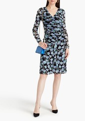 Diane von Furstenberg - Missy ruched floral-print stretch-mesh dress - Black - XS