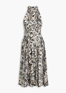 Diane von Furstenberg - Nicola pleated printed satin-jacquard midi dress - Black - US 0